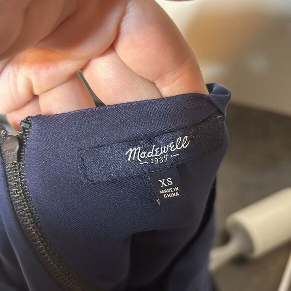 Madewell Women's Long Sleeve Color Block Shift Silk Mini Dress Size XS - Picture 6 of 6